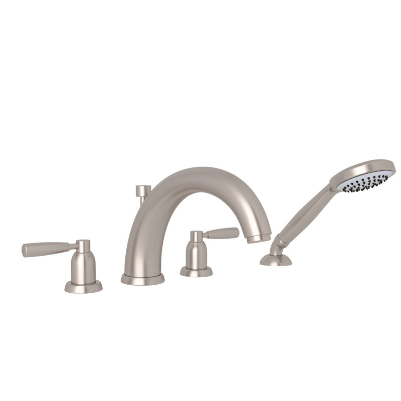Holborn™ Double Handle Deck Mounted Roman Tub Faucet, Satin Nickel, Lever Handle