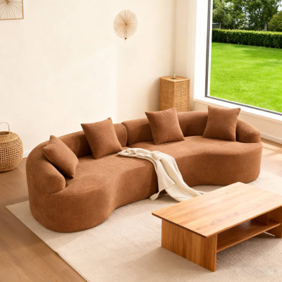 110"L Curved Sleeper Couch For Apartment & Living Room Daily Leisure & Guest Accommodation
