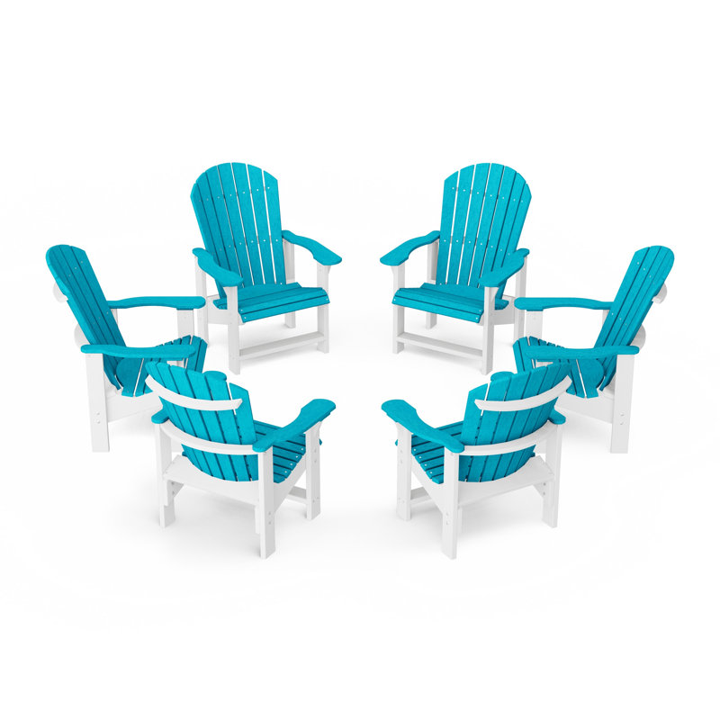 Heritage Upright Adirondack Chairs Set Of 6, Aruba Blue/White