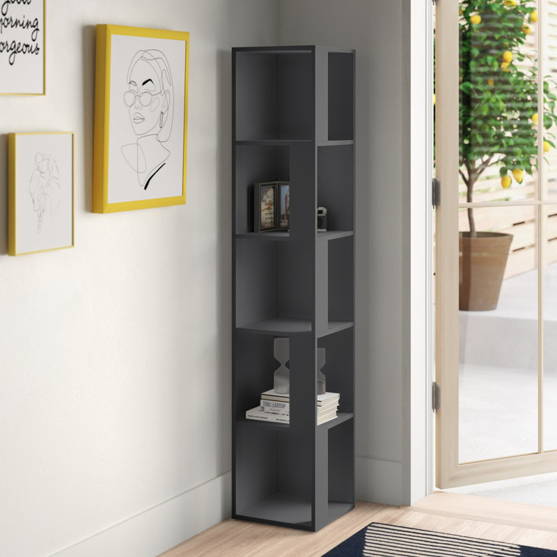 Bensonhurst Corner Bookcase Unique Design & Modern Style, Antracite