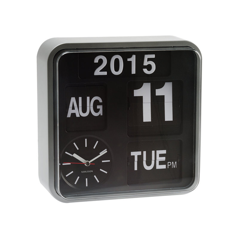 Mini Flip Wall Clock, Silver