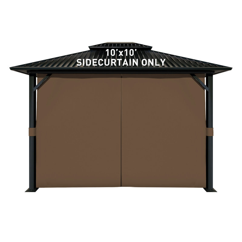 Aoodor Replacement 4-Panel Gazebo Sidewall Curtains, Brown, 82.7" H x 120" W x 120" D