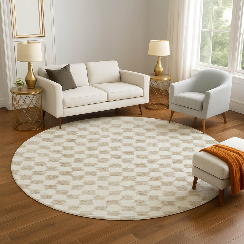 Premium Machine Washable Millbrook AMF1958 Geometric Rug, Round 8'