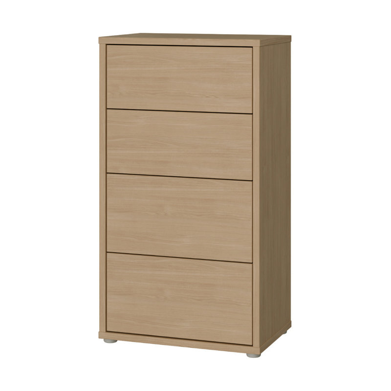 Modern minimalistic chest of drawers with 4 drawers, engineered wood, decor, Beige, 99.1cm H x 54.8cm W x 34.9cm D