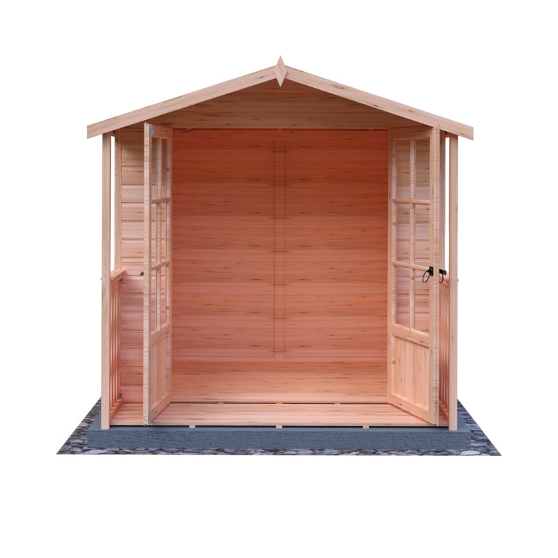7 x 7 Ft Shiplap Summer House with Veranda and Safety Glazing, No