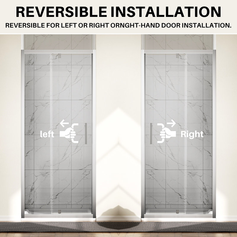 32 In. W X 72 In. H Pivot Framed Shower Door In Brushed Nickel Finish With Tempered Glass, Brushed Nickel