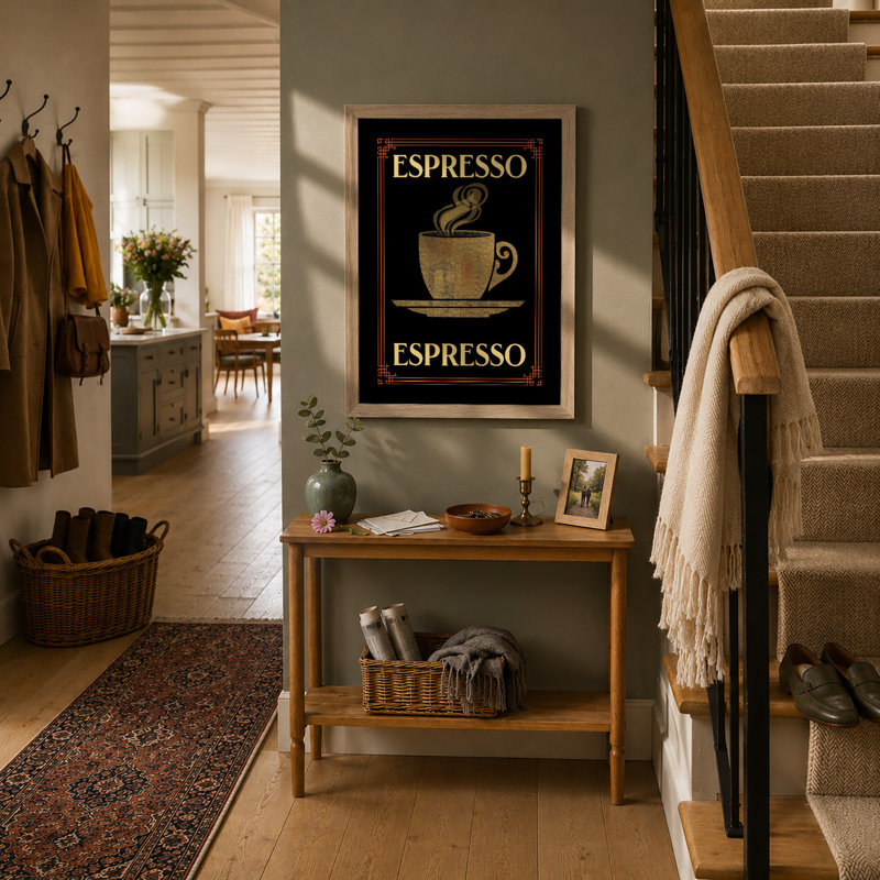 Espresso In Gold Art Deco - Print, Oak, A3 - 42.0 x 29.7 cm