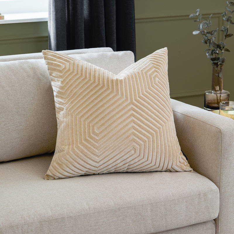 Geometric Square Cushion, Ivory, Pillow Cover Only - No Insert