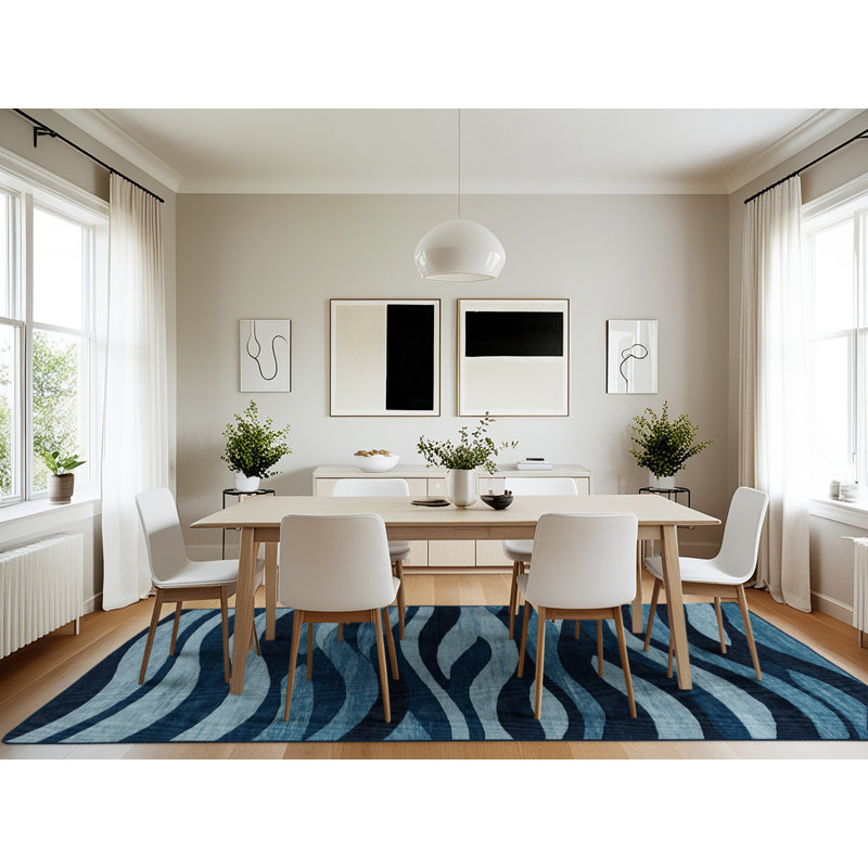 Tapis bleu lavable à la machine, Rectangle 7 pi x 10 pi