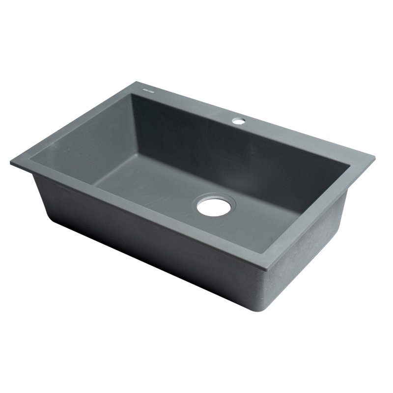 29.88'' L Single Bowl Granite Kitchen Sink, Titanium