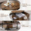 Table basse ronde à plateau relevable avec compartiment caché et tablette de rangement, tables basses de style campagnard 31 po, petite table de salle à manger ronde à 2 niveaux pour le salon, brun rustique