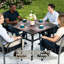 Tables de patio compactes, table de salle à manger d'extérieur moderne en acier de 37 pouces