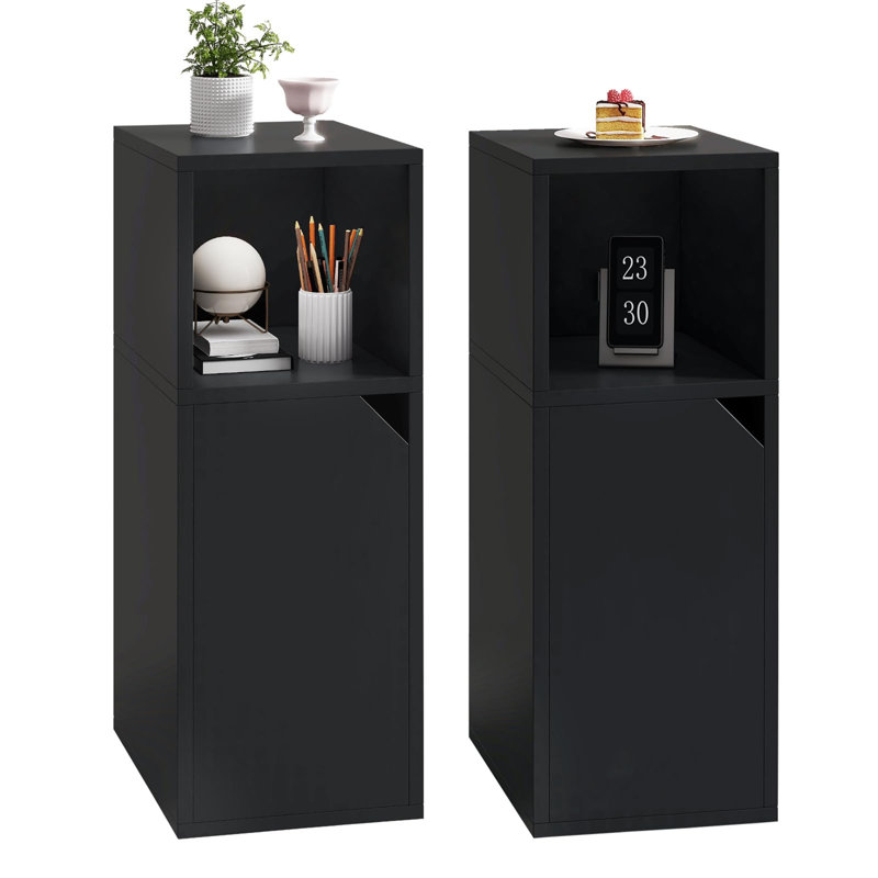 24cm W Manufactured Wood Bedside Table, Black