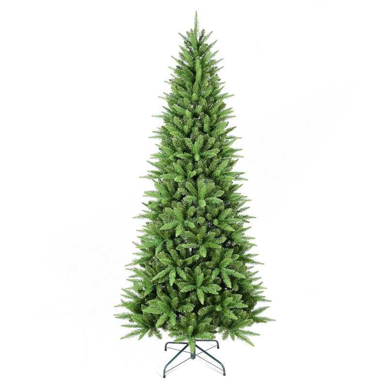 Arbre de Noël mince de 4 pi - 424 pointes, branches en PE + PVC, conception à charnières pour une installation facile, support en métal stable - idéal pour les coins et les petits espaces