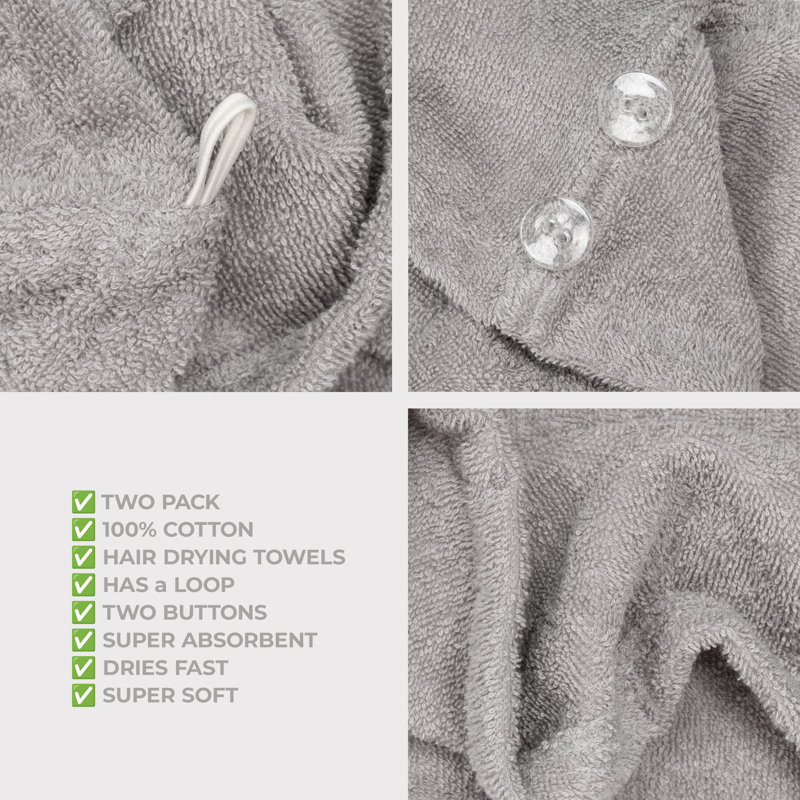 Serviettes 100% coton, longs poils bouclés, Gris clair