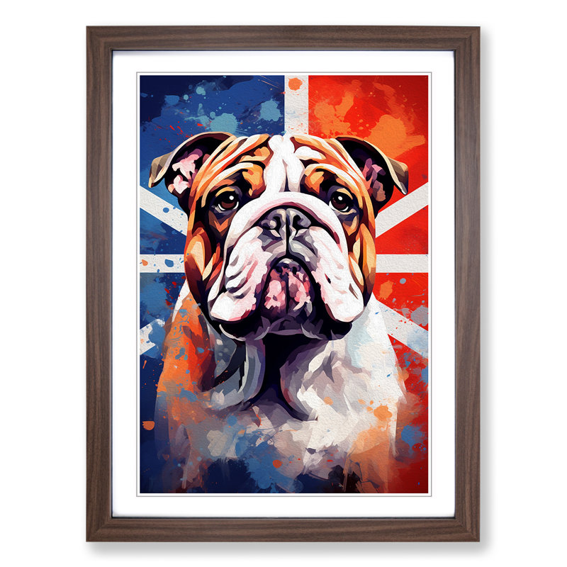 British Bulldog Abstract No.2 - Framed Print, Walnut Framed, 34cm H x 25cm W x 2cm D