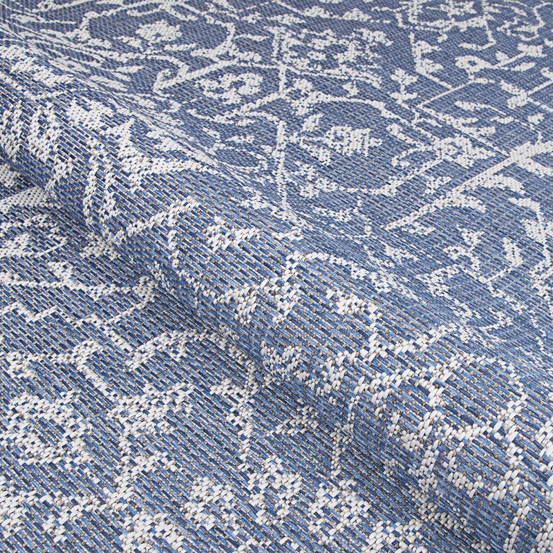 Kraatz Floral Navy Blue Ivory Indoor Outdoor Area Rug, Rectangle 2' x 3'7"