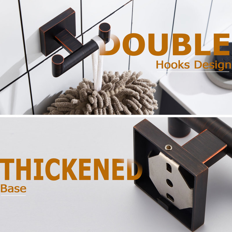 Double Towel Hooks Wall Mounted, Oil Rubbed Bronze