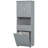 Tall Grey Bathroom Cabinet With Laundry Basket, Large Storage Space Tilt-Out Hamper And Upper Cabinet-471546671