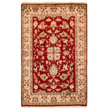 Hand-Knotted High-Quality Red and Ivory Area Rug