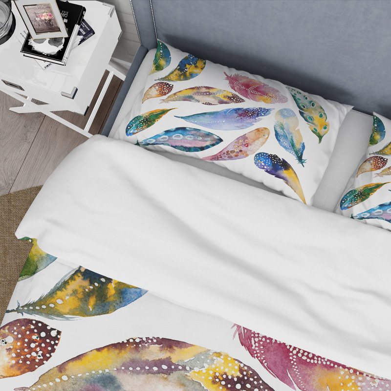 Ensemble de housse de couette en microfibre jaune / vert / orange, Housse de couette pour grand lit et 2 taies décor
