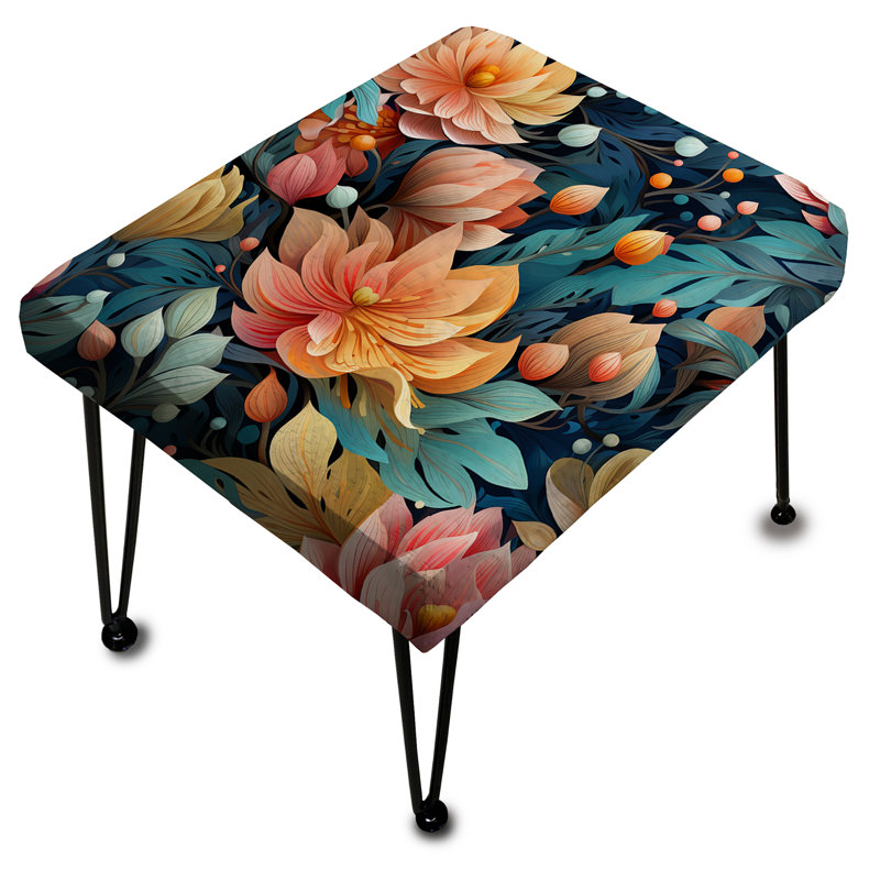 Painterly - pétales de fleurs jaunes et vertes - repose-pieds rectangulaire floral