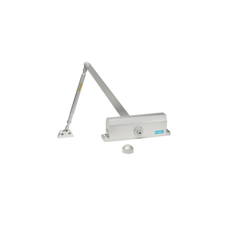 Commercial Grade 3 Door Closer with Backcheck in Aluminum, Duronodic, and White - Size 4, Aluminum