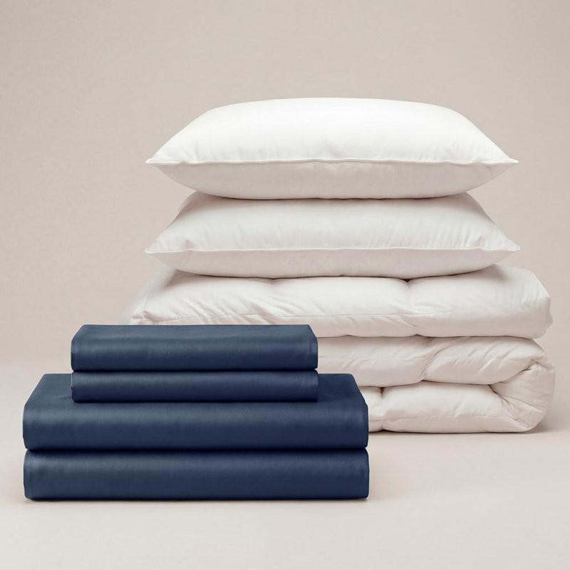Bedding Sets Sateen No Pattern Duvet Cover Set, Navy, 50x90cm Pillowcase, Double
