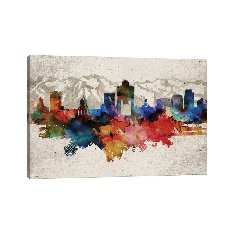 Salt Lake City Abstract - Wrapped Canvas Painting, 20.32 cm H x 30.48 cm W