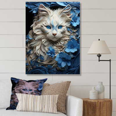 Blanc et bleu «Birman Bliss Cat I», impressions sur toile