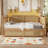 Twin\Full Size Trundle Daybed, Guest Room Space-Saver Solid Pine Frame & Rattan Bed-1972483211