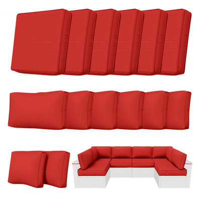 Outdoor 5" Replacement Cushion Set Seat/Back Cushions (Set Of 6 Cushions, 6 Backrests, 2 Corner Cushions)-Cushion Set Only