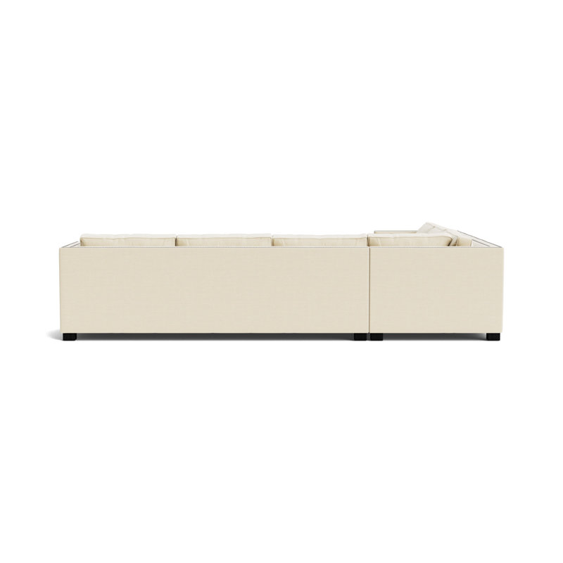 Keaton Chaise Sectional, Brushed Nickel, Performance Linen - Cream, Black