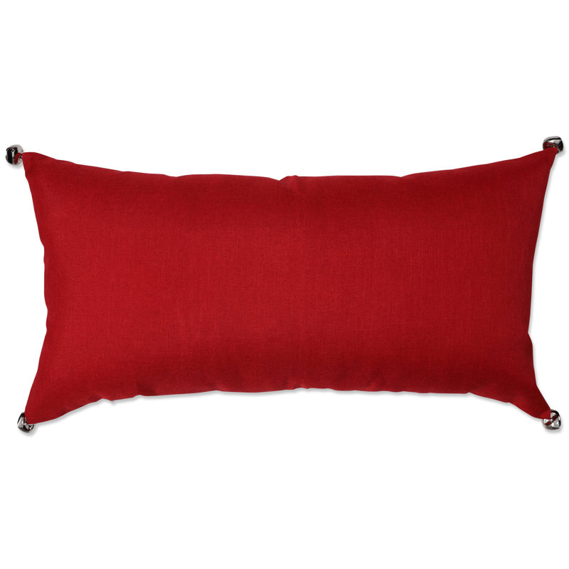 Red Embroidered Christmas Lumbar Pillow Cover with Jingle Bells