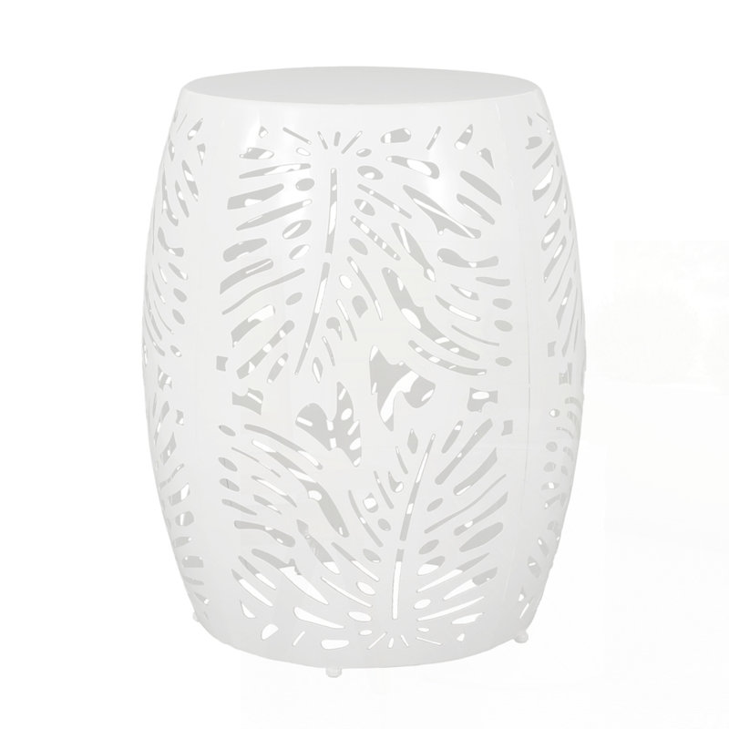 Metal End Table, White