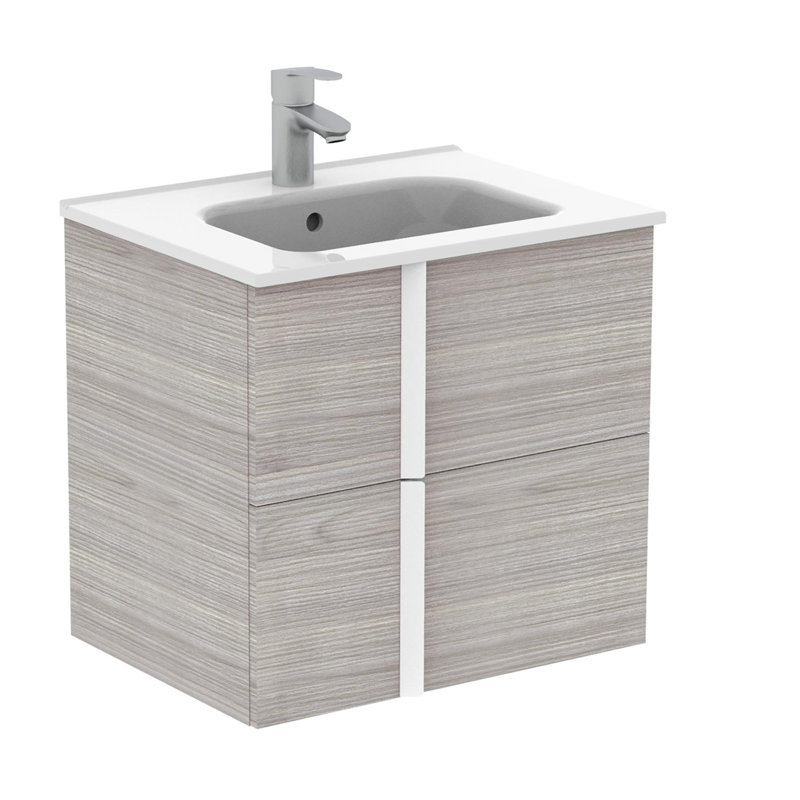 Ensemble de meuble-lavabo simple mural 24 "Miguel, Gris sable, Blanc