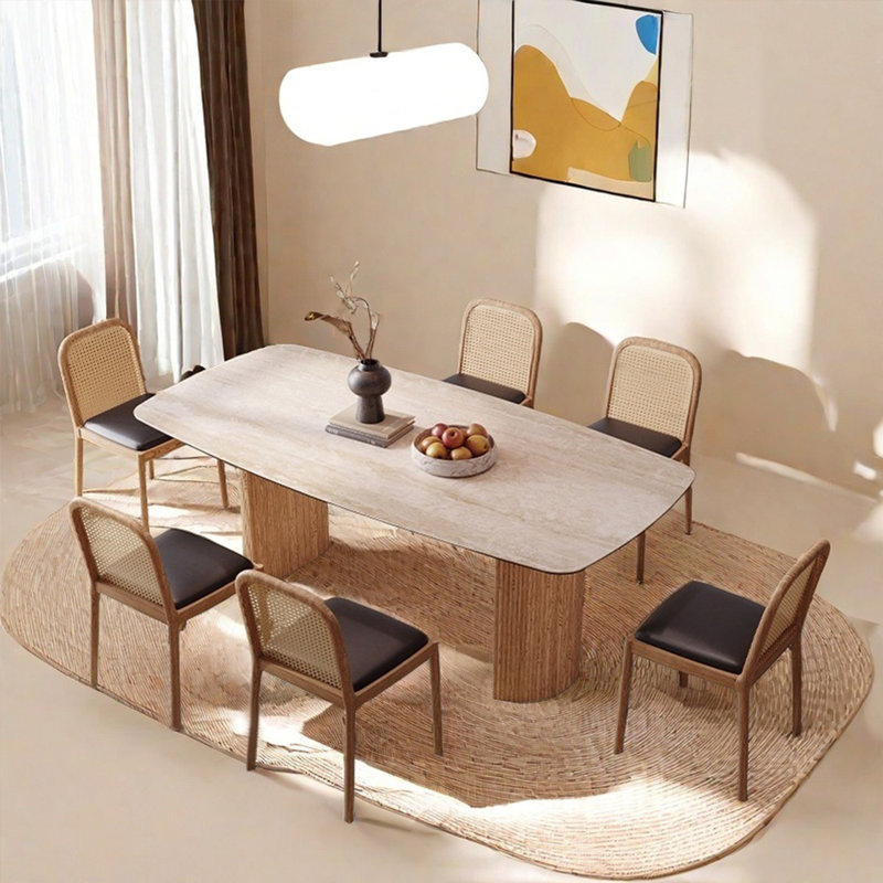 Ensemble de table de salle à manger simple de style français crème, H 29,53 po x L 55,12 po x l 31,5 po