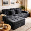Ensemble de canapé modulaire Cloud, canapé modulaire de 105 po avec repose-pieds, mousse pure, velours en fausse fourrure de lapin, canapé de salon confortable-963140837