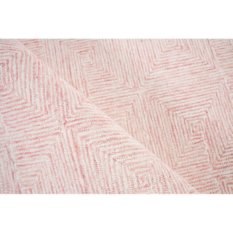 Caprice Geometric Handmade Tufted Area Rug, Rectangle 12' x 15', Ivory/Pink