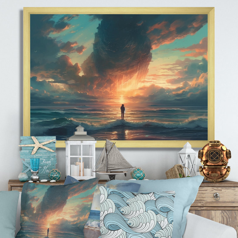 «Coastal Horizon IV», reproduction d'art sur toile, H 16 po x l 32 po x P 1 po, Encadrement doré