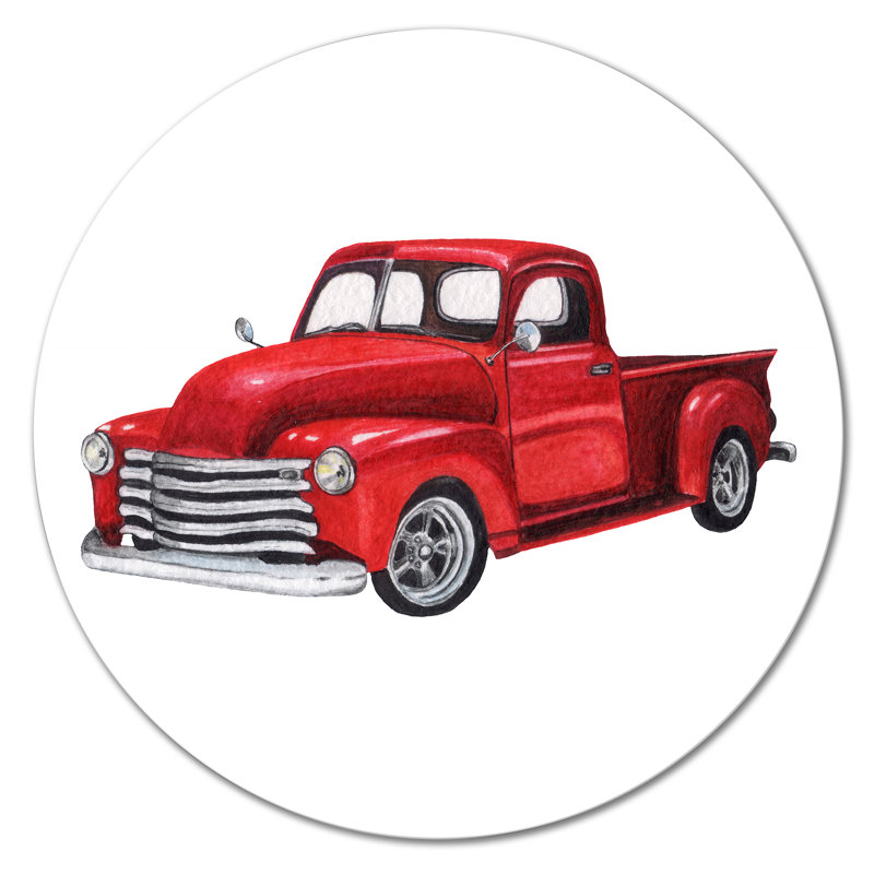 Camionnette rouge rétro - peinture sans cadre