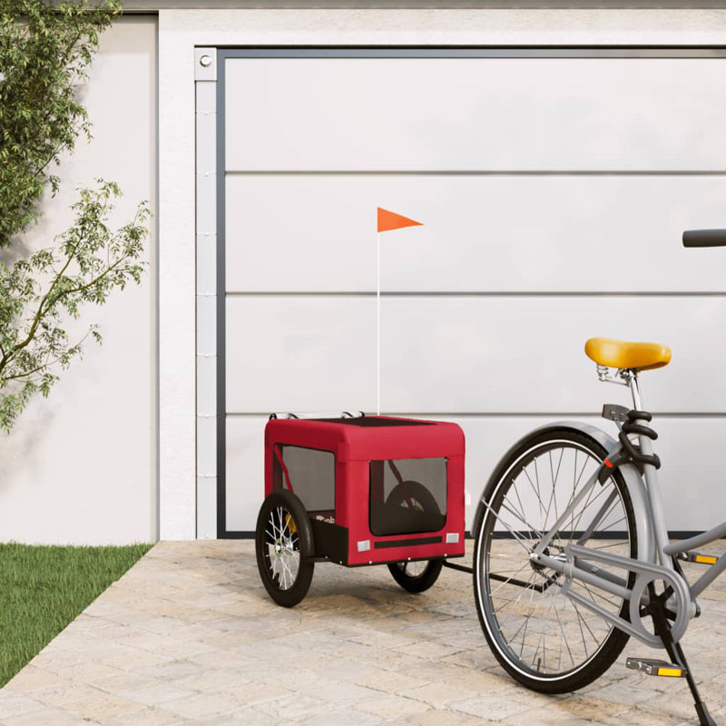 Pet Bike Trailer Oxford Fabric and Iron, 54.5 x 120 x 53 cm, red