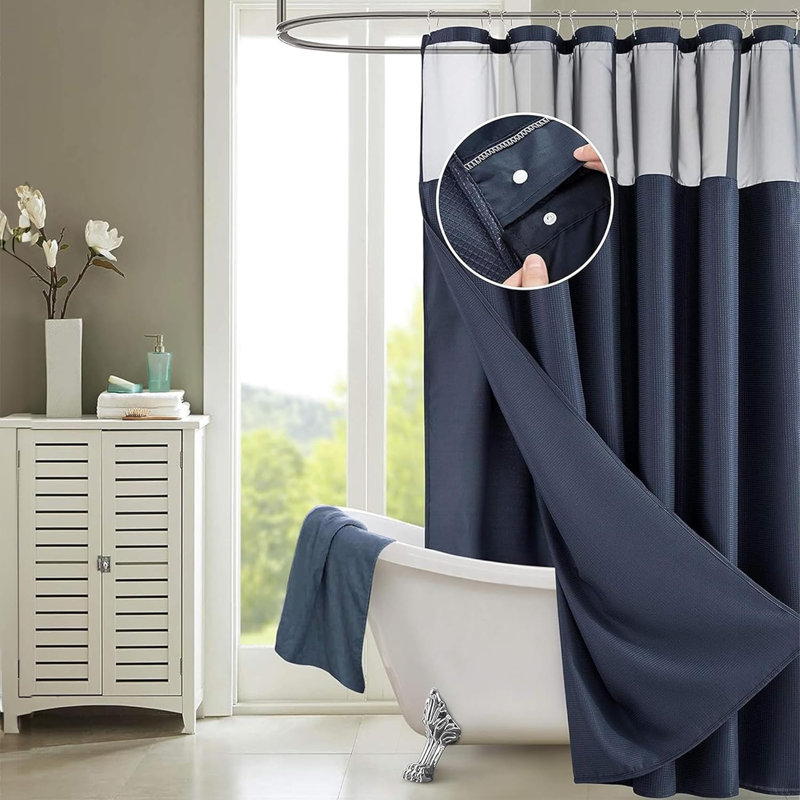 Ensemble de rideau de douche 2 pièces Franklynn, Bleu marine