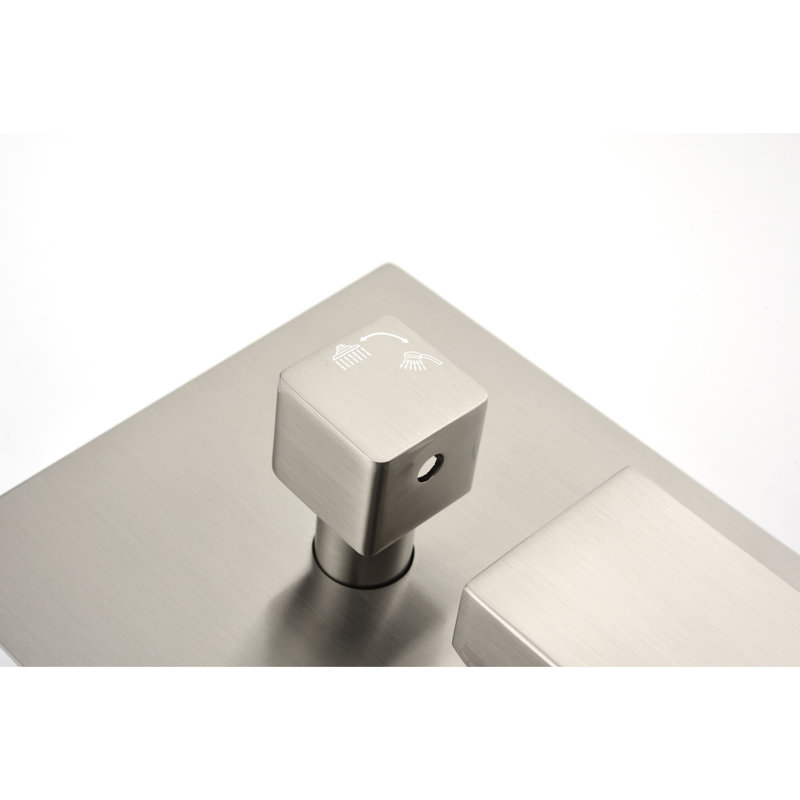 Pomme de douche à pluie en nickel brossé 12 po fixée au mur, laiton, P 60,19 po, l 11,97 po, H 60,95 po, 10,06 lb