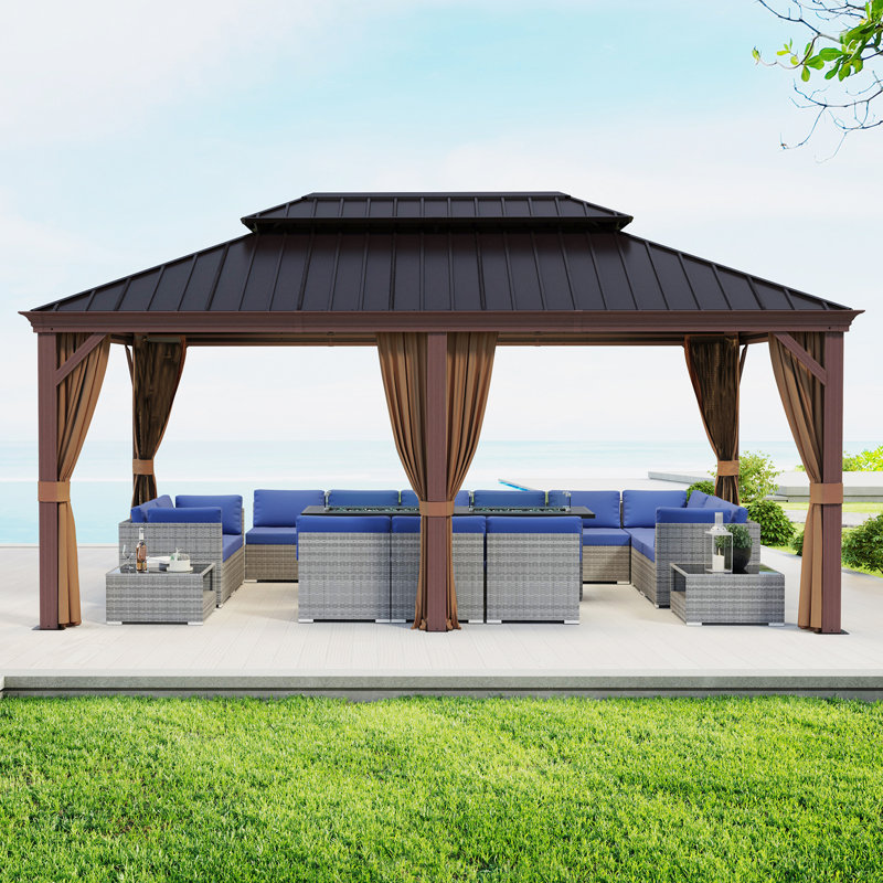 Pavillon de jardin en aluminium, Sable du désert, 16 pi x 12 pi