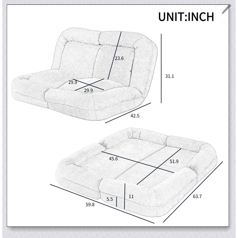 Canapé-lit convertible simple pliable avec 18 positions réglables pour un confort et une polyvalence maximum, parfait pour les petits espaces.