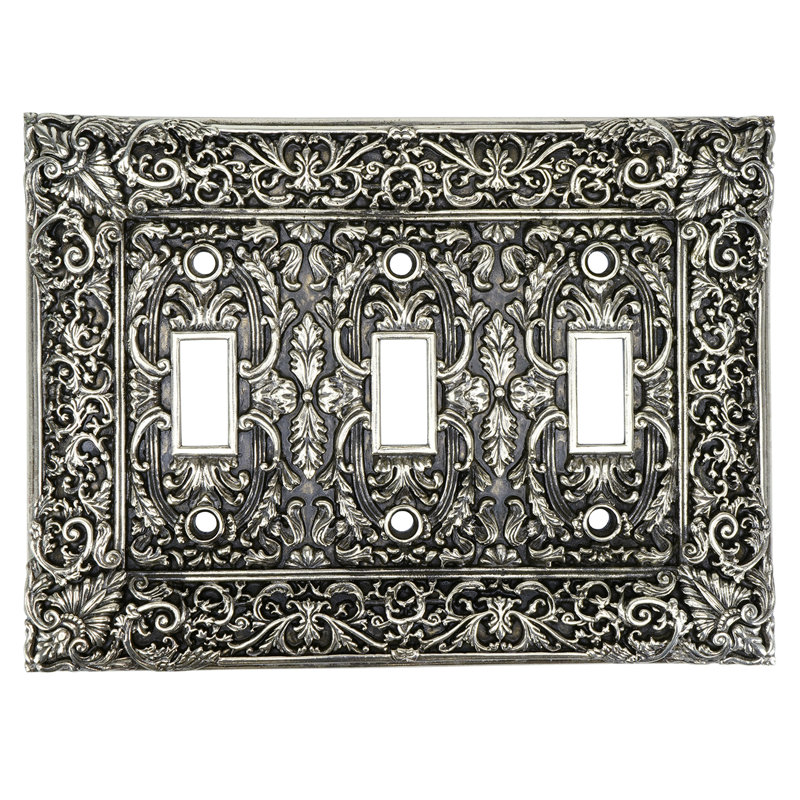 GLENDALE TRIPLE TOGGLE SWITCH COVER; IN BURNISHED SILVER