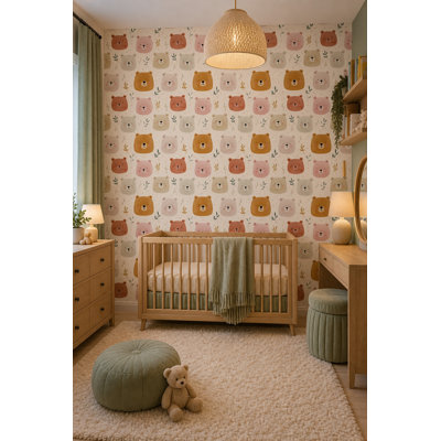Aquarelle, ours, papier peint, papier peint de chambre de bébé, visages d'animaux mignons