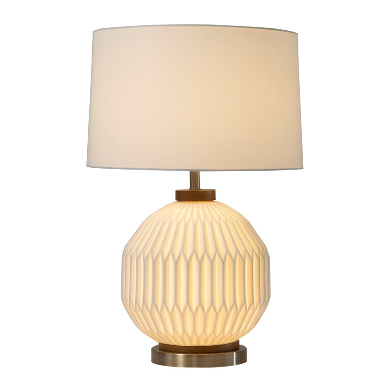 Moraga 24" Bone Porcelain and Walnut Table Lamp