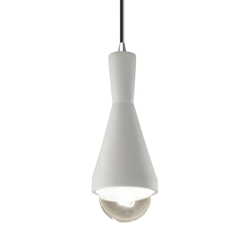 Luminaire suspendu conique à 1 lumière Breeona avec détails en métal, Chrome poli, Travertin Greco